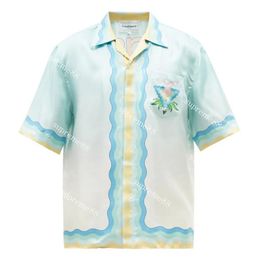 Casablanc Memphis Icon summer new silk shirt printed T-shirt short sleeved blouse men designer shirts