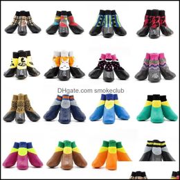Dog Apparel Supplies Pet Home Garden 16 Colours Socks Rubber Sole Traction Control For Indoor Outdoor Wear Paw Protection Anti-Slip Waterpr