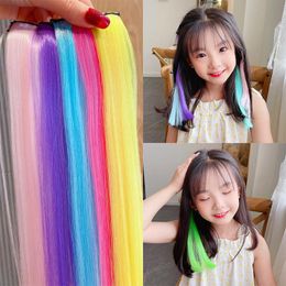 Hair Accessories Kids Synthetic Clip Extension 7Color Women's Wig Hairpin Straight Hairpiece Hairband Head Wrap TiaraHair