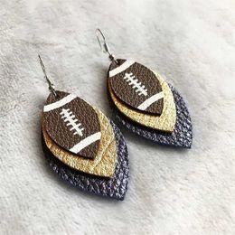 Dangle & Chandelier Handcrafted 3D Football Leather Spirit Earrings Glitter 3 Layer Faux Christmas Gifts WholesaleDangle Odet22