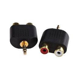 Gold-plated 3.5mm Stereo Plug to 2RCA Female Connector Adapter for TV Phone Notebook Desktop DV