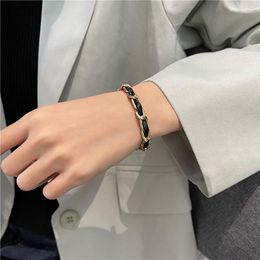 Link Chain 2022Fashion Special-Interest High-Grade Leather Woven Style Design Sense Vintage Bracelet Female