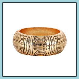 Bangle Bracelets Jewellery Nostalgic Style Wide-Brimmed Bracelet Fashion Complex Totem Pattern Simple Personality Wrist Drum Shape Boutique De