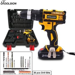 21V Impact Cordless Screwdriver Battery Sets Electric Drill Rechargeable Tools For Metal working Y200321