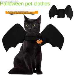 Kitten Puppy Halloween Pet Clothes Holiday Bat Wings Foldable Personality Pet Cats Dogs Bat Chestband Funny Comes Bells L220810