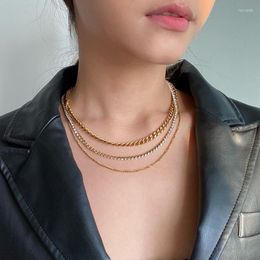 Choker Chokers Timeless Wonder Titanium Zirconia Triple Chains Pave Necklace For Women Jewelry Gothic Top Punk Ins Kpop Hiphop Gift Prom