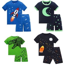 Kids Pyjamas Set Summer Children Short Sleeve Sleepwear Rocket Boys Cartoon Pyjamas Clothing Nightwears 220714