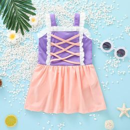 Girl's Dresses Children's Swimwear Tangled Princess Swimsuit Girls Swimming Outfit One Piece Toddler Kids Bathing Suit Lovely 2Y-10YGirl