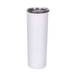 Sublimation Straight Mug With Straw And Lid Blanks White Stainless Steel Vacuum Insulated Tapered Slim DIY Cup Car Coffee DHL FREE YT199503