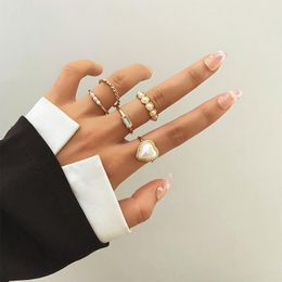 weddings rings Australia - Wedding Rings Big Imitation Pearls Gem Gold Color Metal Hollow Exaggeration Design Finger Advanced Sense For Women Girls Party GiftWedding