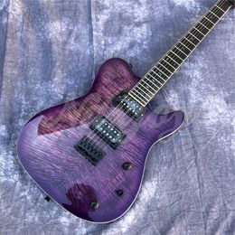 Grote Purple Flame Maple TL Electric Guitar,High Quality Set In Neck Solid Wood 6 Strings Guitarra
