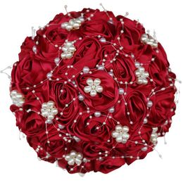 Decorative Flowers & Wreaths Amazing Bling Crystal Brooch Handmade Satin Rose Bridal Bouquets Bridesmaid Handholds Customised Bouquet