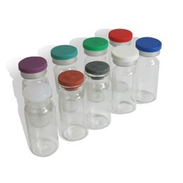 100 x 10ml Clear Injection Glass Vial with Plastic-Aluminium Cap1/3oz Transparent Glass Bottle 10cc Glass Containers T200819