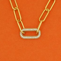 Pendant Necklaces Stone Necklace Women Handmade Jewellery Gift Fashion Geometric Oval Designer Zirconia Curb Link Chain FemmePendant