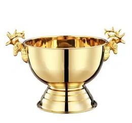 304 Stainless Steel Deer Head Ear Cooler GOLD & SILVER CHAMPAGNE ICE BUCKET CHAMPAGNE ICE BOWL C0420