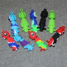 Cartoon Silicone Smoking Pipe Unbreakable Tobacco Hand Pipes Colorful Smoke Pipe with Metal Bowl DHL