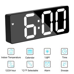 LED Clock Modern Simple Ins Student Electronic Plug-in Alarm Mirror Large Screen Living Room Bedroom Dorm 220426