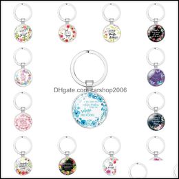 Key Rings Jewelry Rose Bible Classic Religious Cabochon Pendant Keychains Fashion Keyfobs Holder Accessories 17 Styl Dhces