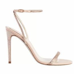 Rene Caovilla Summer Sandals Shoes Women High Stiletto Heels Pumps Perfect Crystal Strappy Lady Elegant Brand Eu35-42 Margot