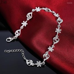 Link Chain Beautiful For Women 925 Stamped Silver Bracelet Noble HEART Lovely Fashion Wedding Party Cute Lady Nice JewelryLink Lars22