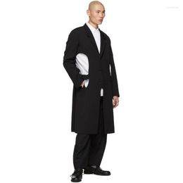 Men's Trench Coats Coat Men Wool Windbreaker Hollow Tuxedo British Style Design Sense Casual Catwalk Models Black Mid Length MenMen's Viol22