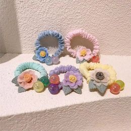 2022 New Korea Fashion Children's Ponytail Hair Accessories Sweet Girl Princess Beautiful Cute Flower Small Intestine Hair Ring