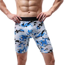 Underpants Men's Boxers Shorts Sexy Underwear Men Breathable Cotton Panties Camouflage Pouch Middle Long Leg Large Size L-5XLUnderpants