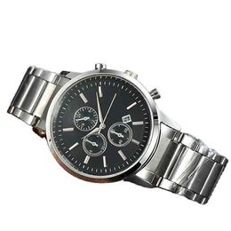 Watches Wristwatch Luxury Designer Mens Full Stainless Steel 24 Hour Display Calendar Watch