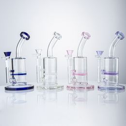 6.8 Inch Heady Glass Multiple Colours Bong Hookahs 14mm Female Joint With Bowl Water Pipes Honeycomb Perc Oil Dab Rigs