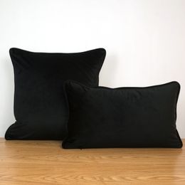 Piping Design Black Velvet Cushion Cover Pillow Case Soft Throw No Ballingup Without Stuffing Y200103