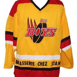 Nikivip Les Boys Movie ''Brasserie chez Stan'' Yellow Retro Ice Hockey Jersey Men's Stitched Custom Number Name Jerseys