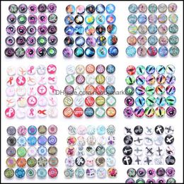 Charm Bracelets Jewellery 10Pcs/Lot Mixed Colours Pattern 18Mm Glass Snap Button Faceted Fit Earrings Bracelet Drop Delivery 2021 Lehb9