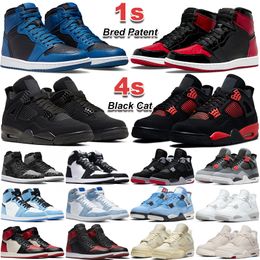 womens size 4 trainers UK - 1 High OG Jumpman 4s Men Basketball Shoes 1s Bred Patent Dark Marina Blue 4 Black Cat Red Thunder Sail White Oreo Bordeaux Mens Women Trainers Sports Sneakers Size 36-47