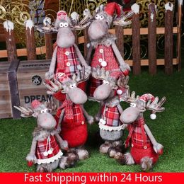 Red Clothes Girl Standing Figures Christmas Decorations for Home Dolls Thanksgiving Year Birthday Presents Y201020