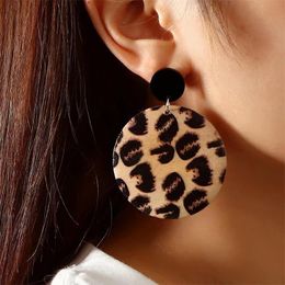 Dangle & Chandelier Fashion Creative Leopard Print Wood Earrings For Women Girls Luxury Charm Drop Female Aesthetic Exaggerated JewelryDangl