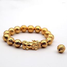 Beaded Strands Gold Plated Sand Money Pattern Beads PIXIU Bracelet Men Women Charm Jewelry Accessories Vietnam Fashion FengShui Amulet Hand