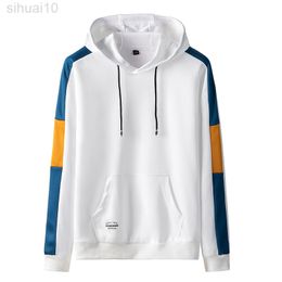 Casual Brand Hoodie Streetwear Hip Hop patchwork Hooded Jersey Hoody men Hoodies Cord Pocket Sweatshirts Plus Size C56 L220730