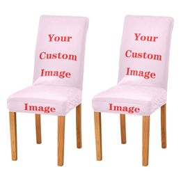 Custom Pattern Chair Cover Spandex Elastic Removable Stretch Back For Sofa Armchairs Wedding el Banquet 2PCS 220607