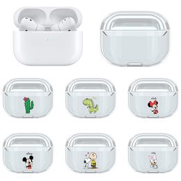 Transparent Wireless Earphone Charging Cover Cases Bag for Apple AirPods 1 2 Pro Case Cartoon Letters Hard PC Bluetooth Accessories Box Headset Clear Protective