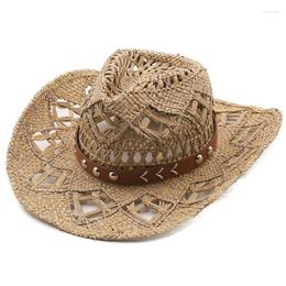 Wide Brim Hats Cowboy Hat Summer Straw Womens Handmade Sun For Men Cowgirl False Gem Decoration Casual Beach Cap Panama Scot22