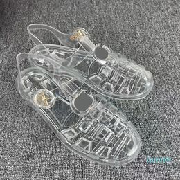 2022 Sandals Designer Sandal Transparent Slippers Women Men Flat Slides Rubber Sole Flip Flops Double G Sandal Lace Up Outdoor Shoes