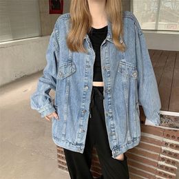 Feynzz Womens Loose Spring And Autumn 5XL Longsleeved Denim Jacket Womens Winter Allmatch Fashion Jacket Trend Top 220816