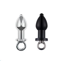 175g Dia 38mm metal inner hollow Anus beads balls flushable anal butt plug magnus enema syringe cleaning fetish sexy adult toys