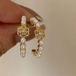 Pearl Camellia Stud Earrings White Flower Jewellery Women Girls Korean Fashion Ear Studs Custom Elegant Friends Gifts Accessories