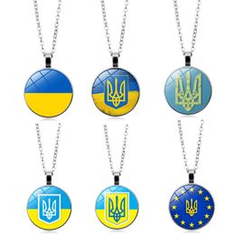 peace sign wholesale Australia - Other Arts And Crafts Ukrainian Flag Metal Glass Necklace National Flags Sign Symbol Necklet Accessories Pray For Ukraine Stand With Ukraine Peace No War ZL0711
