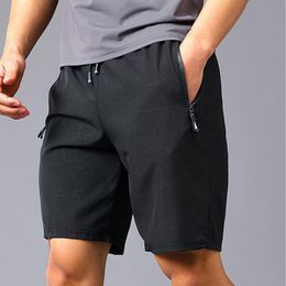 Men's Shorts Summer Men Casual Sport Quick Drying Silk Thread Print Drawstring Glued Zipper Pocket Bermuda MasculinaMen's