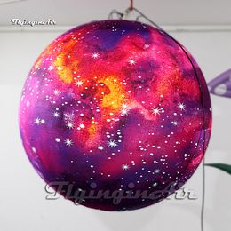 Large LED Inflatable Planet Party Balloon Blower And Light Inside Hanging/Ground Printing Ball For Fashion Stage Show