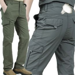 Multi Pockets Cargo Pants Men Work Breathable Quick Dry Army Men Pants Casual Summer thin Loose Military Tactical Trousers Male 201128