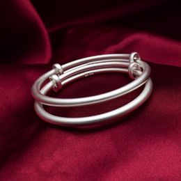 Bangle Ancient Inheritance Baby Sterling Silver Bracelet Push Pull Opening Solid Matte Brushed BraceletBangle