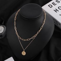 Chains Fashion Chain Beauty Head Pendant Necklace Stainless Steel Retro Geometric Multi-tiered Collar Hip Hop Style Jewelry GiftsChains Godl